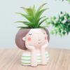 Cartoon Girl Design Resin Plant Flower Pot Succulent Planter Flowerpot Home Decoration(withoutPlant)