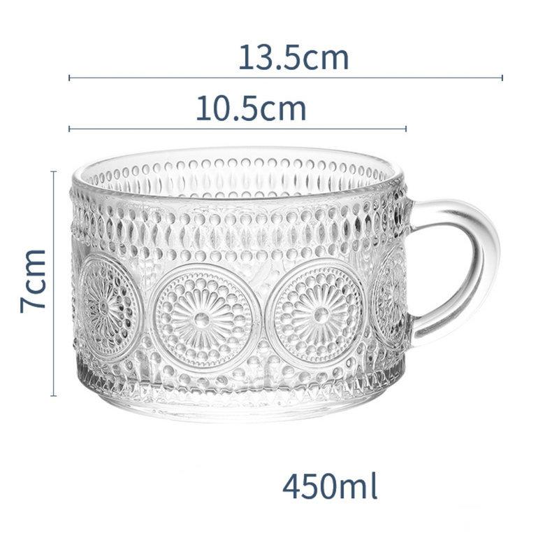 

Nordic Retro Embossed Crystal Glass Cup Set Gold Line Detail Milk Coffee Mug Transparent Tea Glasses Juice Drinkware 301-400ml