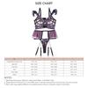 Embroidery Color Block Lingerie Set Women Mesh Underwire Bra Panty Garter Belt Set for Wedding Night Purple S