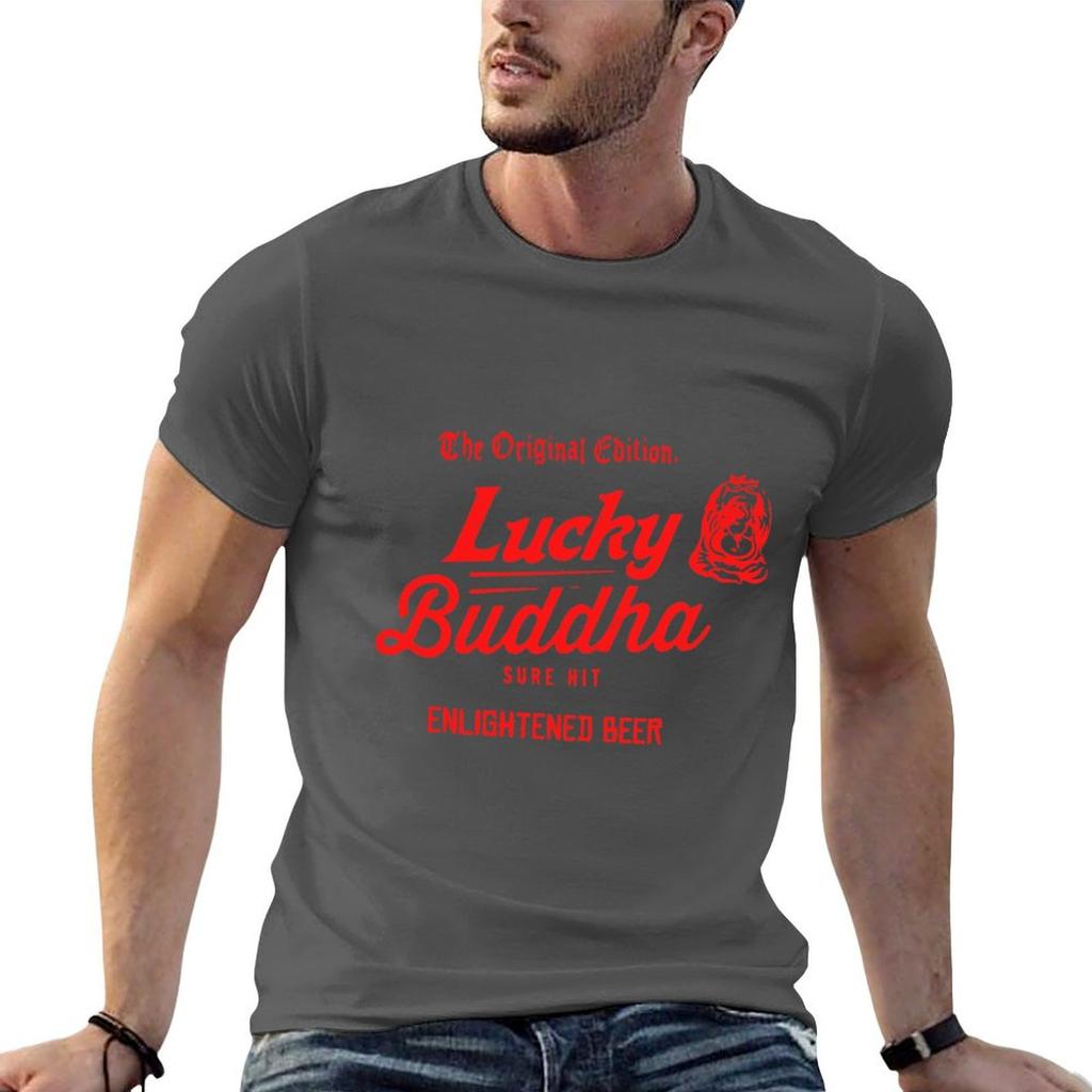 Original Graphic Enlightened Lucky Budhha Sticker TShirt Breathable Gym Short Sleeve TShirt