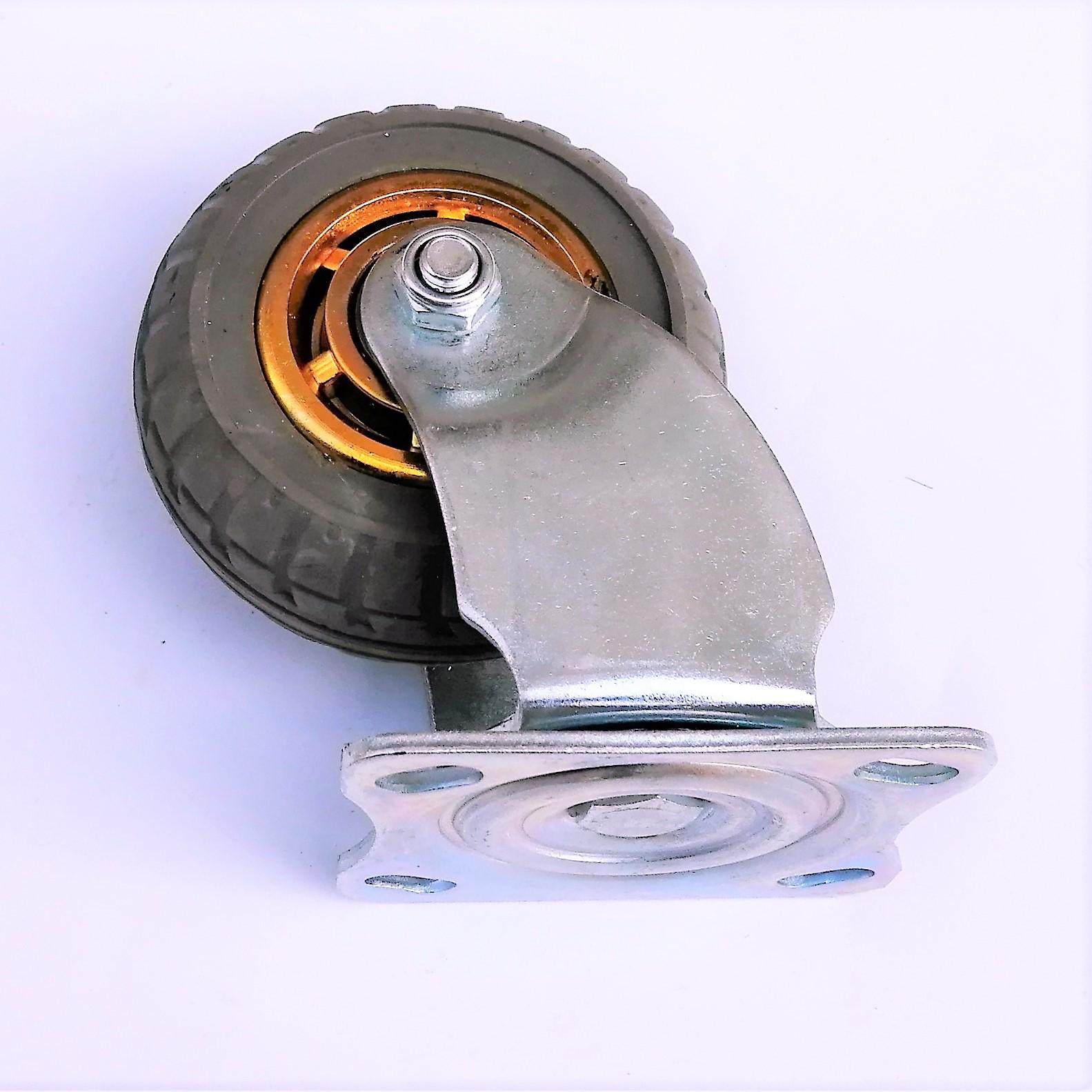 Heavy-Duty Silent Gold Rubber Wheel Caster with Reinforced Bracket 4-inch Industrial Wheel, Fixed Bracket, Fixed