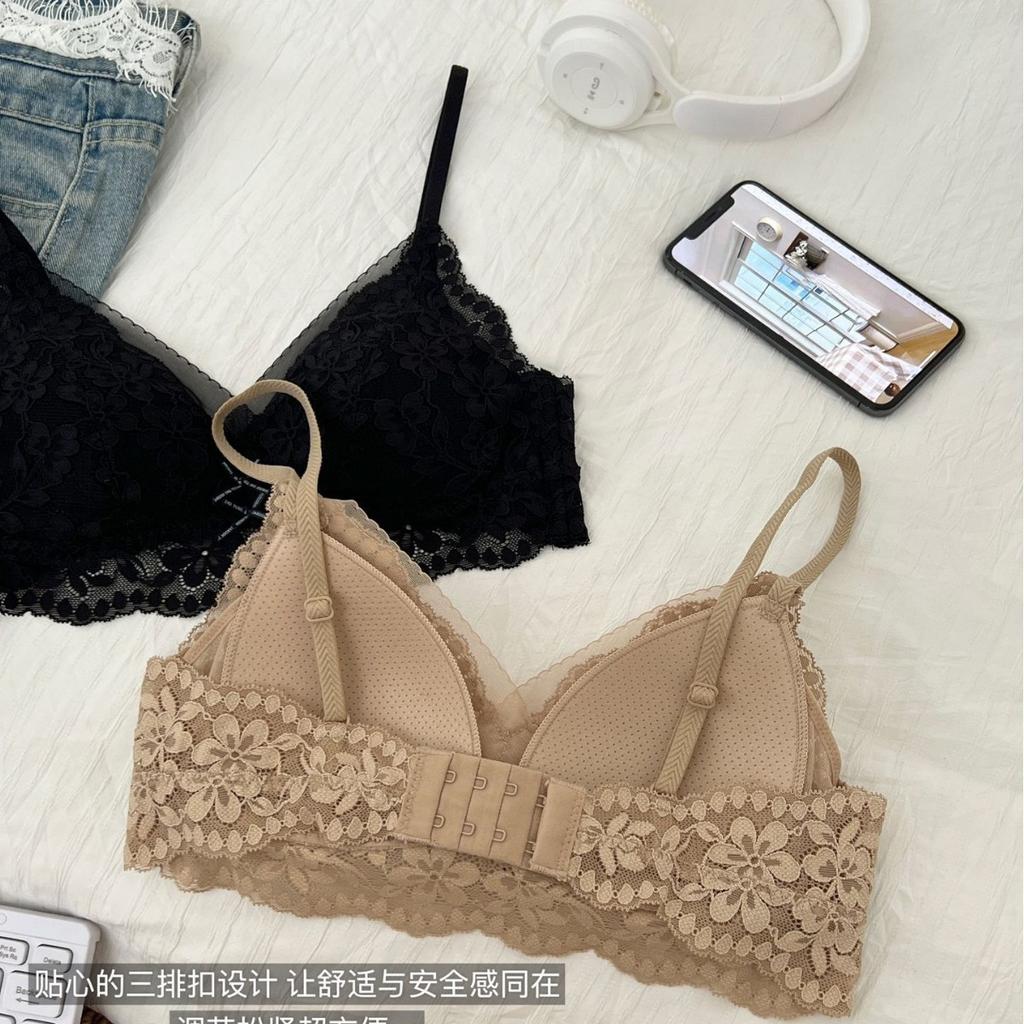 French Triangle Cup Sexy Lace Underwear Women's Suspender Beauty Vest Deep V Gathering Tub Top Breathable Vest Bra Cover