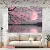 Sfondo Lago di Sakura Notturno 2D con Riflesso della Luna Rosa