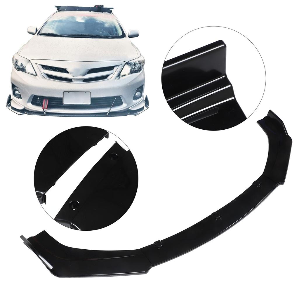 Front Bumper Lip Splitter Kit Gloss Black High Toughness Front Spoiler Body Kit Front Bumper Chin Front Bumper Lip Splitter
