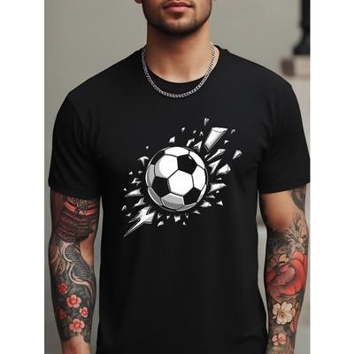 European Sizes 2DFootballTeeMen | Retro 2D Soccer T-Shirt, Casual, Crew Neck, Slight Stretch Fabric, Regular Fit for Sports and Outdoor Activities