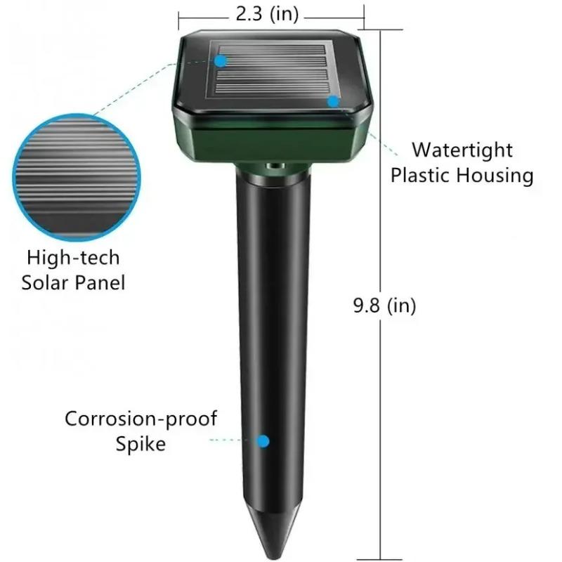 1/2/4PCS Solar Powered Ultrasonic Pest Repeller Waterproof Mole Snake Mice Rodent Repellent for Outdoor Garden Yard Farm