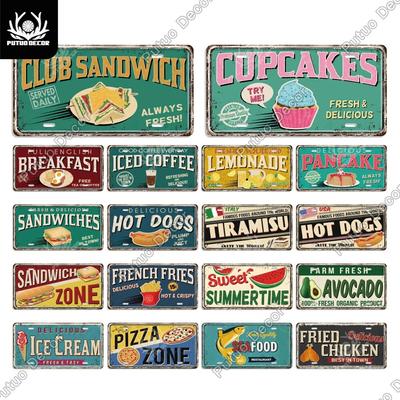 Putuo Decor Food Metal Sign Tin Sign Licenses Plate Decor Plaque Metal Vintage Kitchen Cafe Restaurant Pub Home Decoration