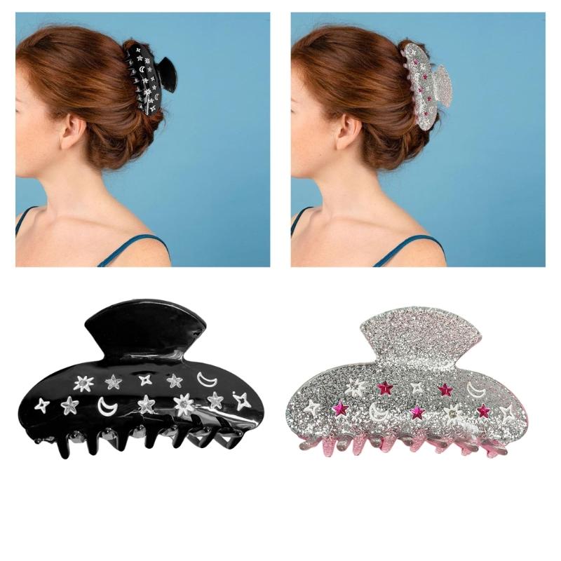 Glittering Star Claw Clip for Women Cool Girl Hair Clamp Clip Updo Hair Styling Accessory for Thin Hair French Jaw Clip
