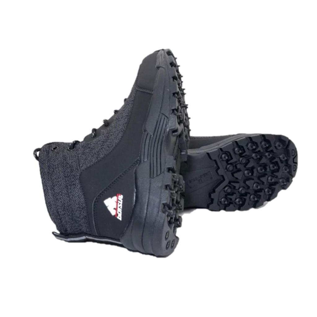 GOTSURI Fishing Shoes with Spiked Soles and Heather High Grip High-Top Laces, Black, (Black Heather, 27-Point Measurement, 0-Centrimeter)