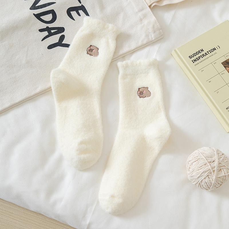 Female Autumn and Winter Add Velvet To Keep Warm and Lovely Home Floor Sleep In Tube Socks