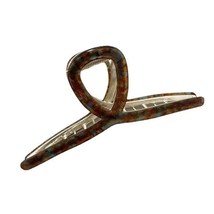 Large French Style Acetic Grab Clip Retro Alloy Shark Clips Elegant Minimalist Headwear Back of Head Spoon Curly Hair Hairpin