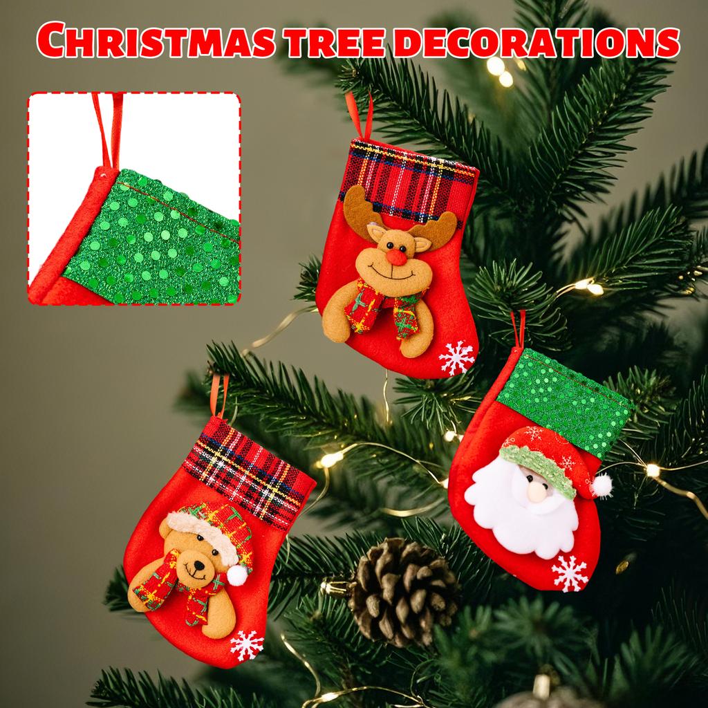 Christmas Socks Gift Bag Small Candy Decorations Gift Bag Christmas Snowman Deer Old Man Socks Pendant