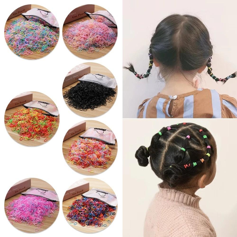 1000Pcs Girls Colourful Disposable Rubber Band Hair Ties Headband Ponytail Holder Bands Kids Hair Styling Tools