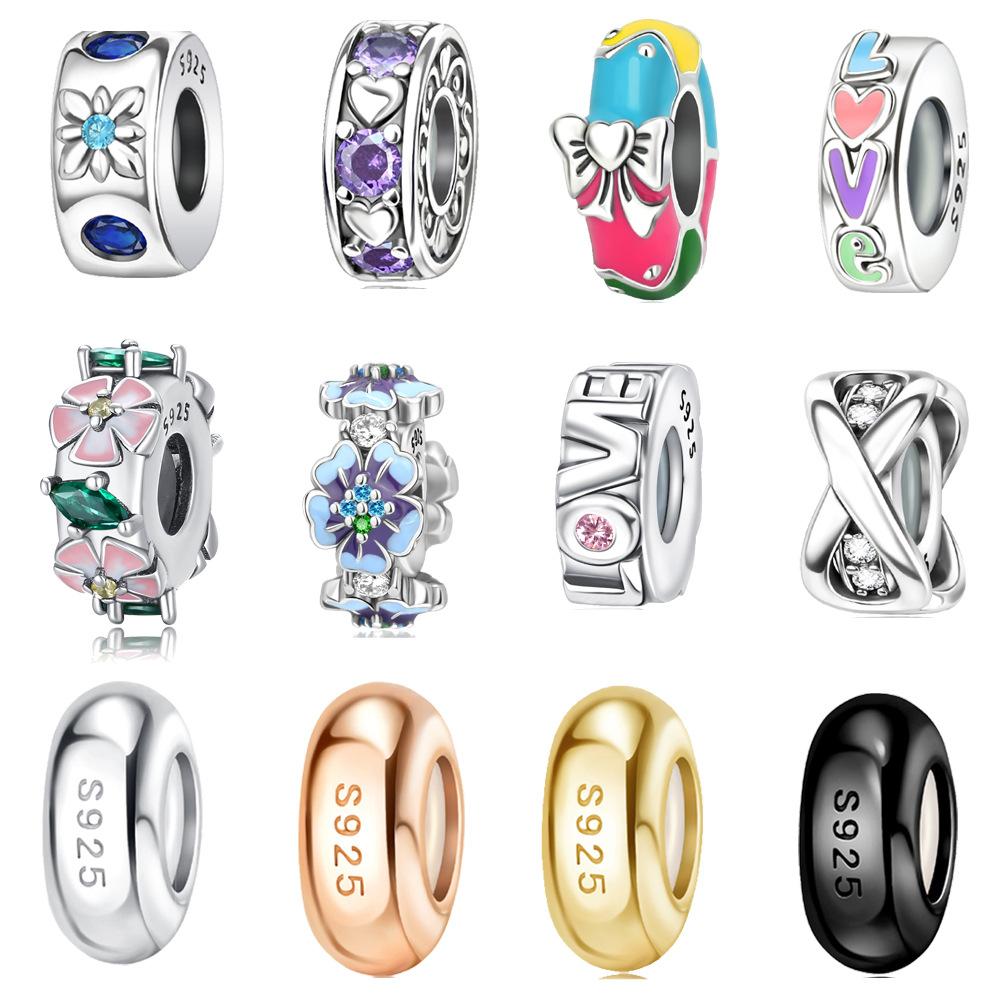 S925 Silver Fashion DIY Jewelry Accessories Beading Silicone Spacer Beads And Cord Stops Handmade Bead Charms Kit