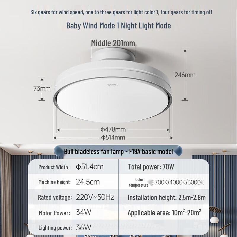 Bull Bladeless Ceiling Fan Lamp