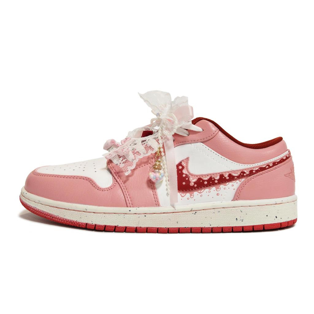 Jordan Air Jordan 1 Walking Planet, Peach Silk Sweet Dream Abrasion Resistant Low top Vintage Basketball Shoes Women's FJ3465-160(Team1492-)