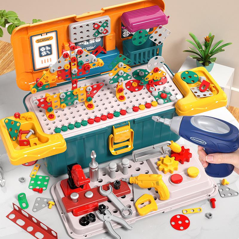Children Screw Assembly Toy Puzzle Disassembly Electric Drill Toolbox Baby Hand-Assembled Maintenance Table