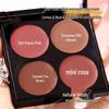 Mingxi Zhi Four-Color Nude Makeup Blush & Contour Palette - Multi-Use Low Saturation Cream for Blush, Contour, and Eyeshadow.
