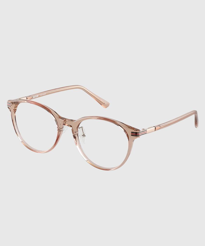 Tuditeo Rib Unisex Fashion Round Horn-Rimmed Glasses Uv & Blue Light Blocking C3 Light Brown