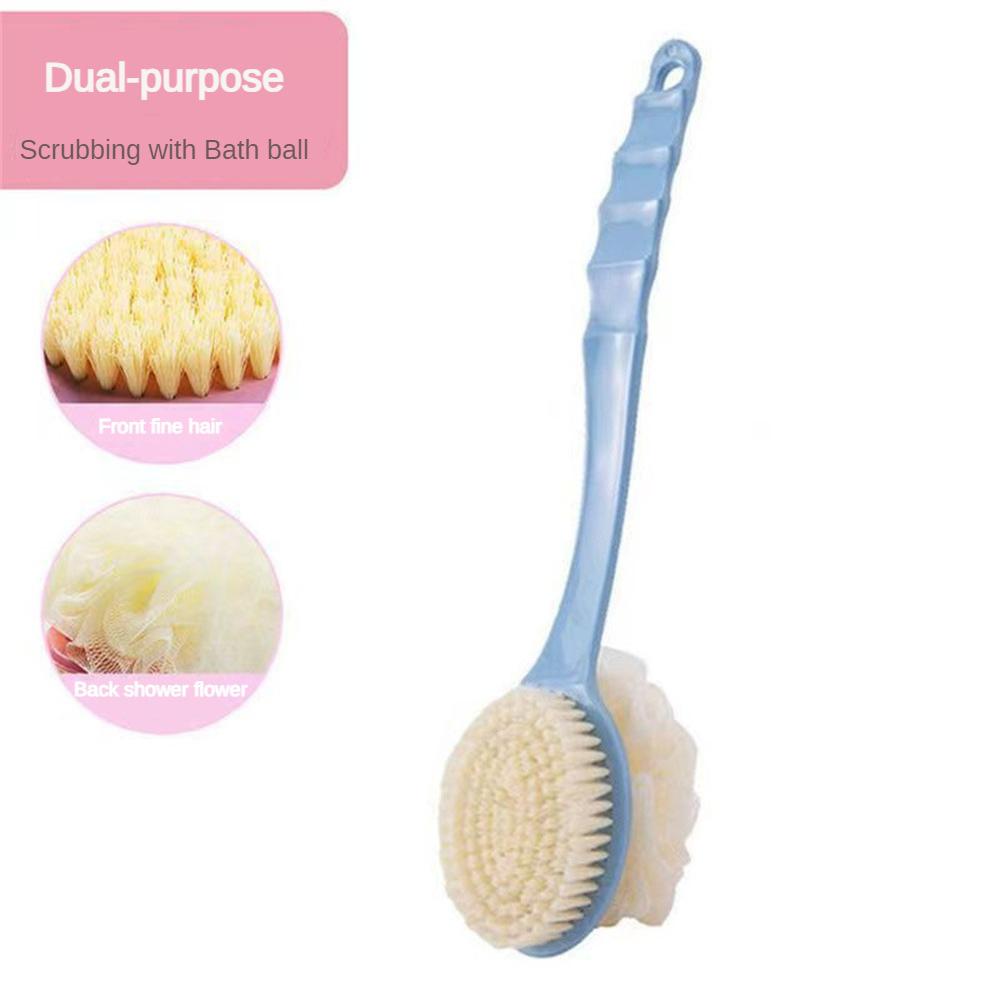 Portable Doublesided Bath Scrub Brush Long Handle Scrub Back Brush Exfoliating Brush Soft Bristles Skin Friendly Brush Back Tool