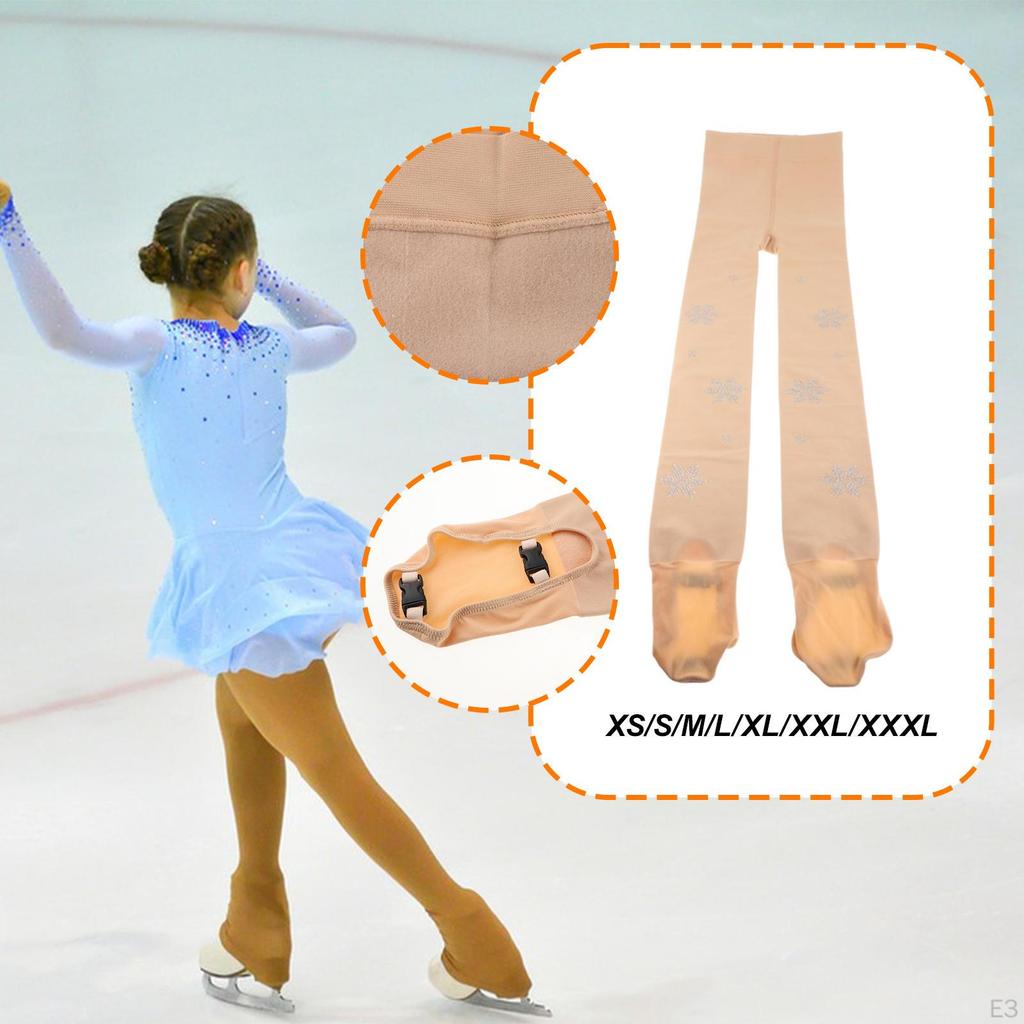 Figure Skating Tights Ice Skate Fleece Lined Soft Thickened Leggings Over The Boots for Stage