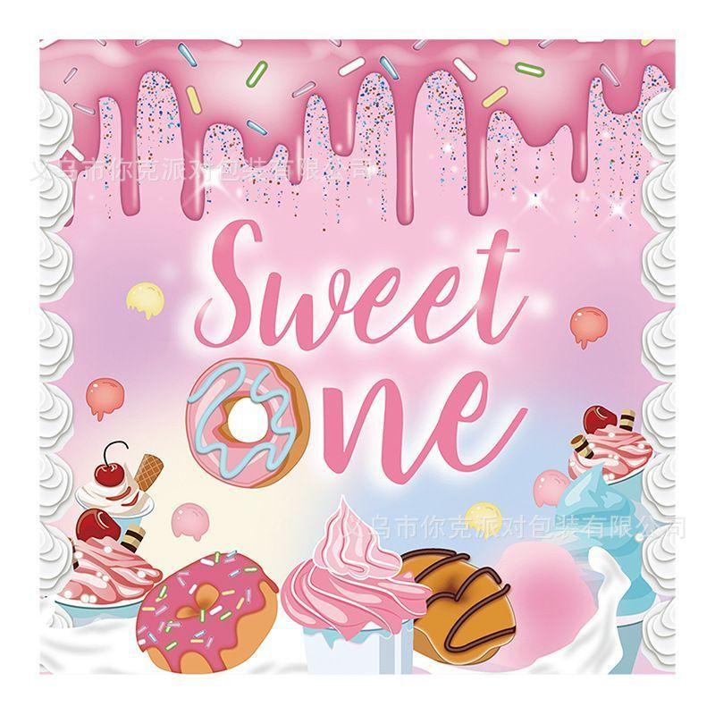 Donut-themed Disposable Tableware Set for Girls' Birthday Party Scene Arrangement
