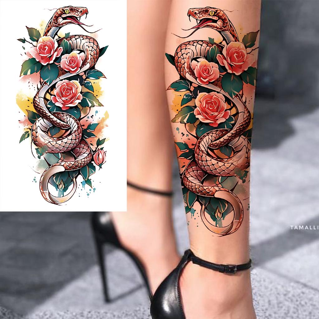 1 Sheet 3D Flower Temporary Tattoos Sleeve For Women Girls Watercolor Peony Rose Sexy Tattoo Sticker Water Transfer Transferable