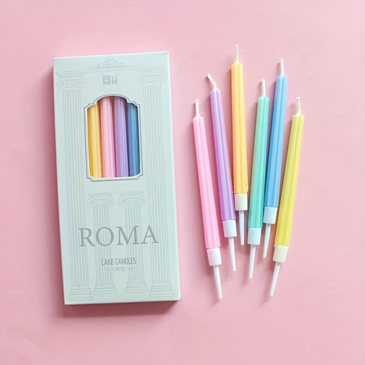 

Упаковка из 6 свечей для торта из парафина с блестками «Макарон», витая спираль, одинарный фитиль, для дней рождения. Stripe