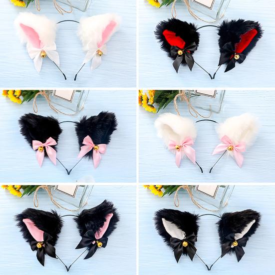 Simulation Animal Plush Ear Design Headwear Cosplay Party Decor Prop with Bell