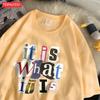 Fashion Cotton WomenS TShirts It Is What Funny Letter Printing Tops Oversize ONeck Soft Short Sleeve Summer Female Clothes