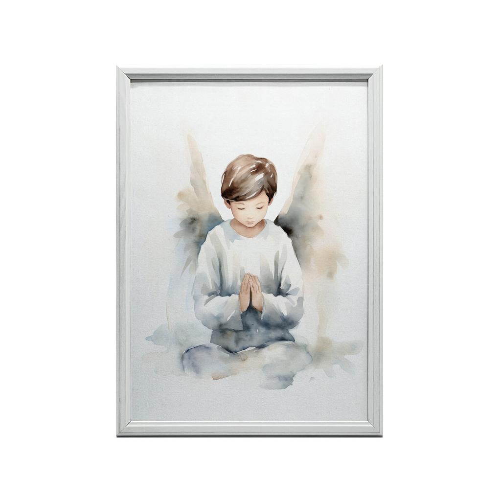 Angelic Prayer of a Boy Angelic Prayer of a Boy, 40X50 Cm, Gold Aluminum Frame, 230 Gsm Matte Paper
