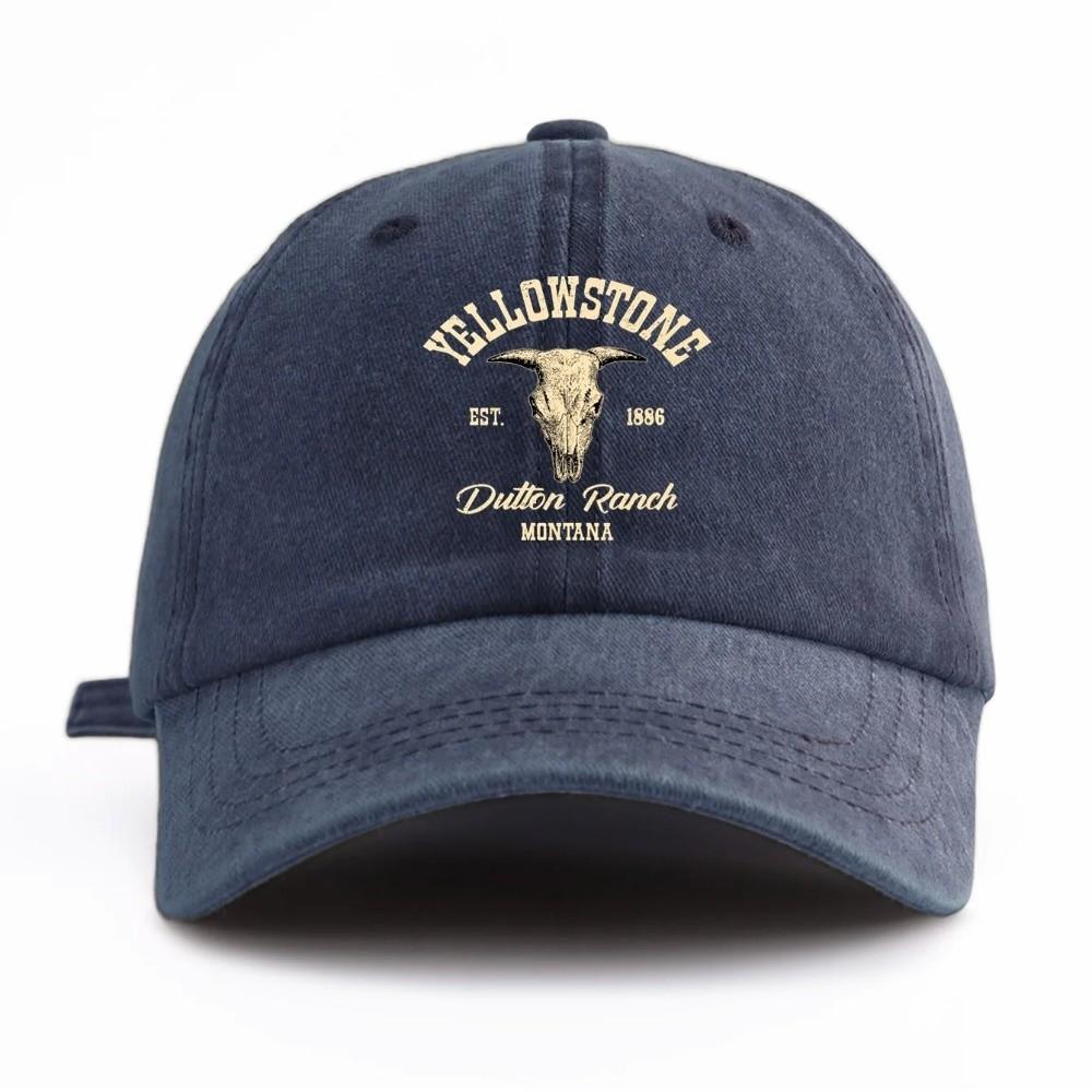 Bull Skull Western Cowboy Baseball Hats Cotton Distressed Dad Hat Outdoor Sun Hat  for Men Women