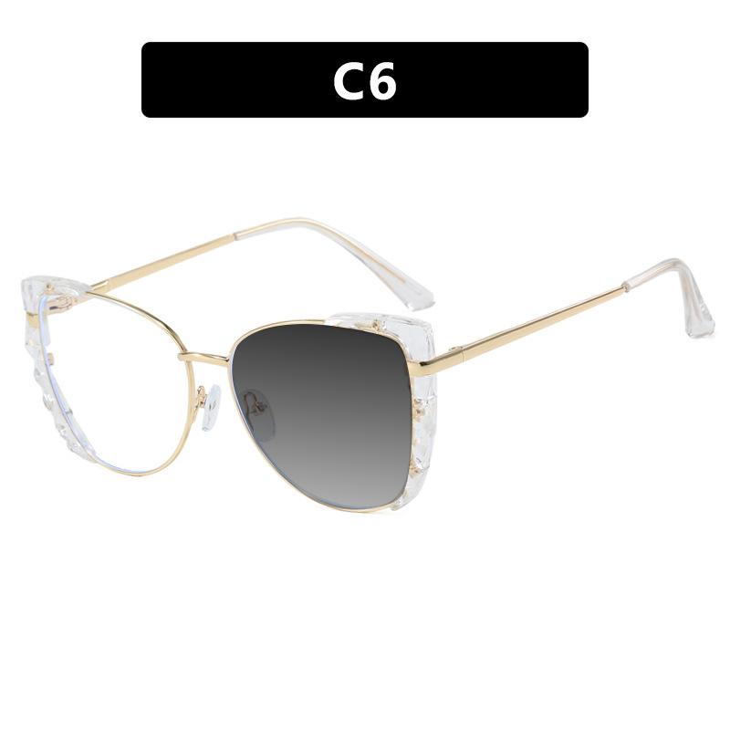 New Fashion Cat Eye Large Frame TR90 Photochromic Reading Glasses Women Anti Blue Light Prescription Eyewear