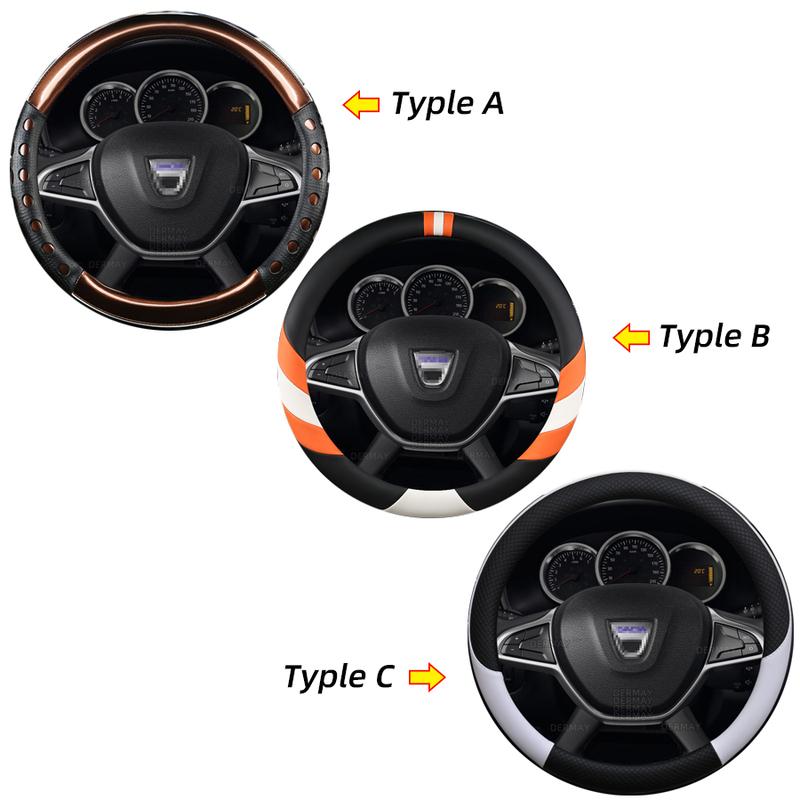 DERMAY Car Steering Wheel Cover for Dacia Sandero Stepway Logan Dokker Duster Jogger Spring Lodgy Bigster Auto Accessories