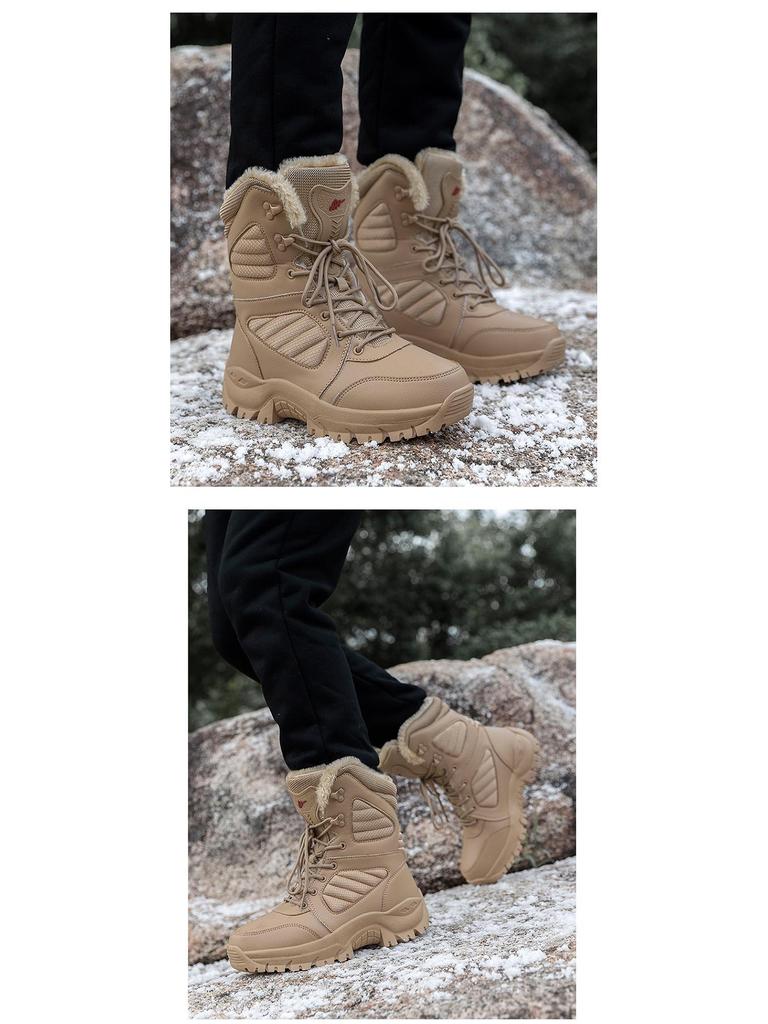 Men's Plus Size Fleece-Lined Combat Snow Boots - Warm Autumn/Winter Desert Boots 2025
