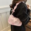 Sweet Flower Pleated Underarm Bag Ruched Floral Shoulder Bag Simple Nylon Handbag  Woman