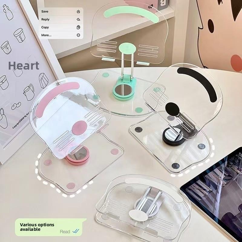 New Transparent Acrylic Tablet Stand, Foldable, Rotatable, Adjustable Height, Multifunctional Desktop Non-slip Tablet Support Stand, Set of 2