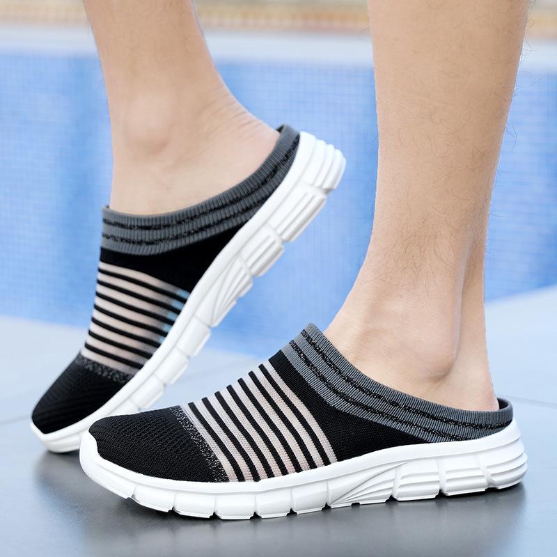 Large Size Couple Shoes Couple Half Slippers Casual Shoes Bag Head, Fly-woven Light Shoes