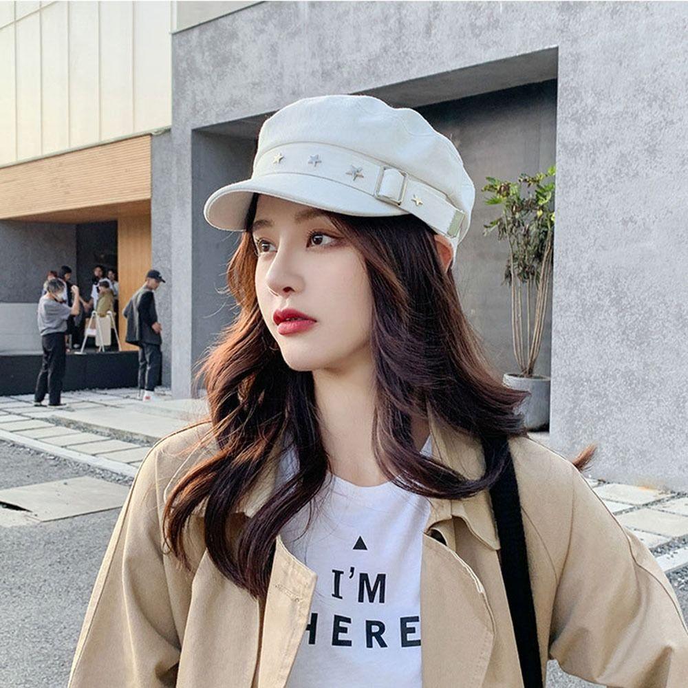 British Korean Style Gatsby Cap For Women Ladies Star Beret Duck Tongue Cap Sailor Hat Newsboy Hat