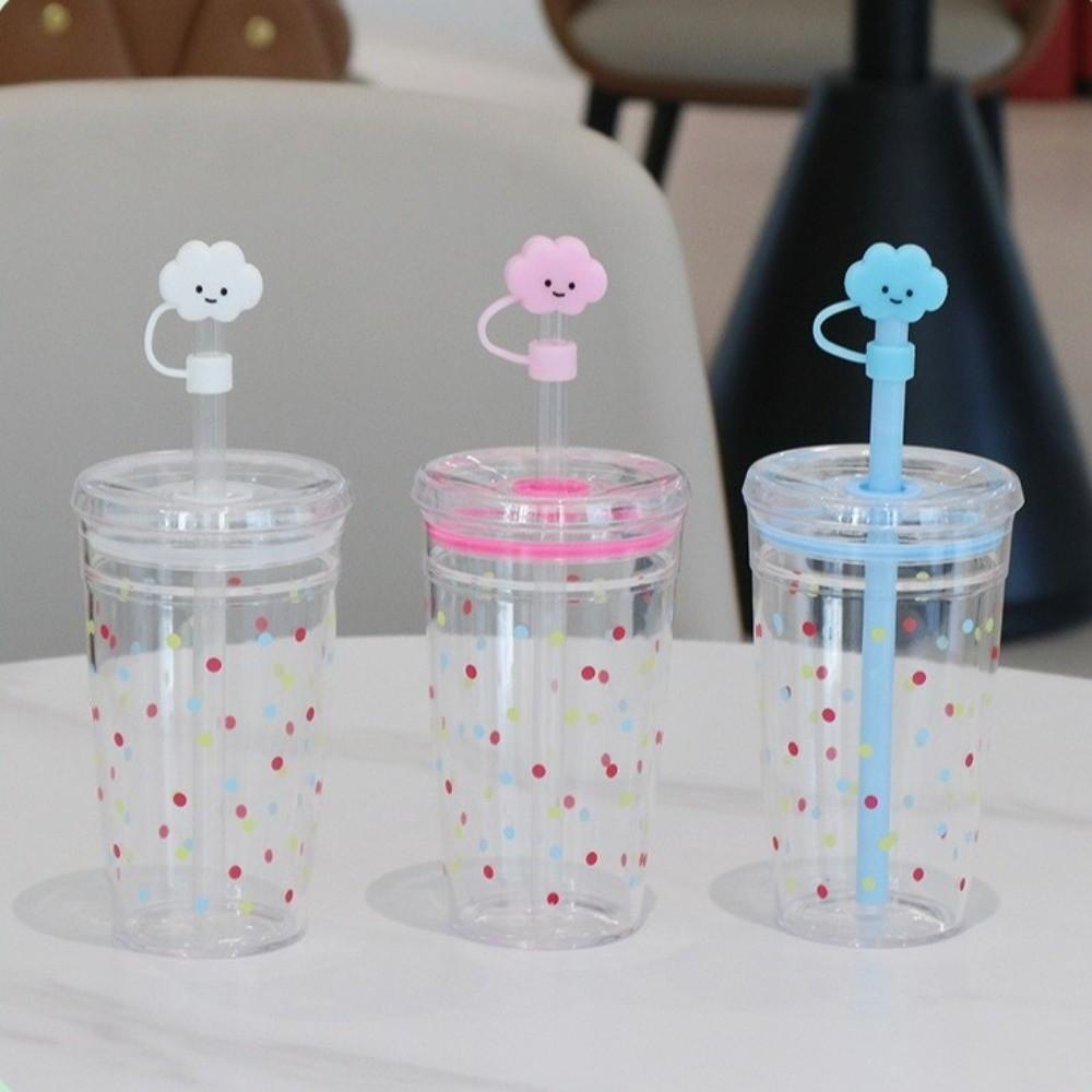 Portable 500ml Straw Coffee Cup Transparent Plastic Cold Drinking Cup Reusable Single Layer Car Tumbler Cup