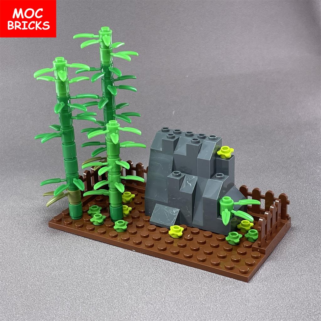 Briques MOC Forêt de Bambous Rocaille Montagneuse Pierre Panda Géant Briques de Construction Compatibles Particules Assemblables Jouets pour Enfants