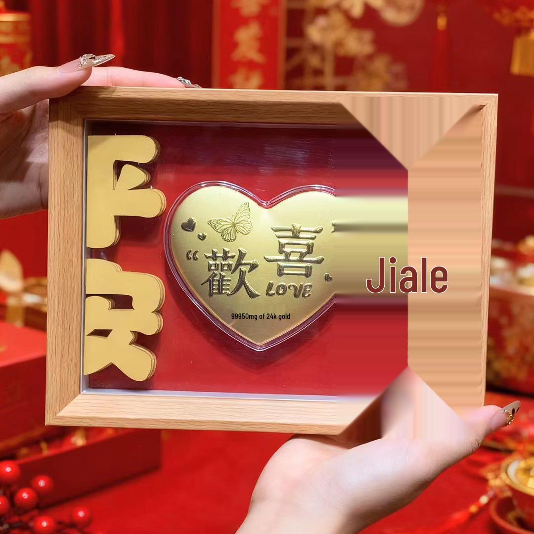 Shuibei 999 Pure Gold Heart Birthday Cake Ornament - Princess Gold Flake Gift for Boyfriend/Girlfriend