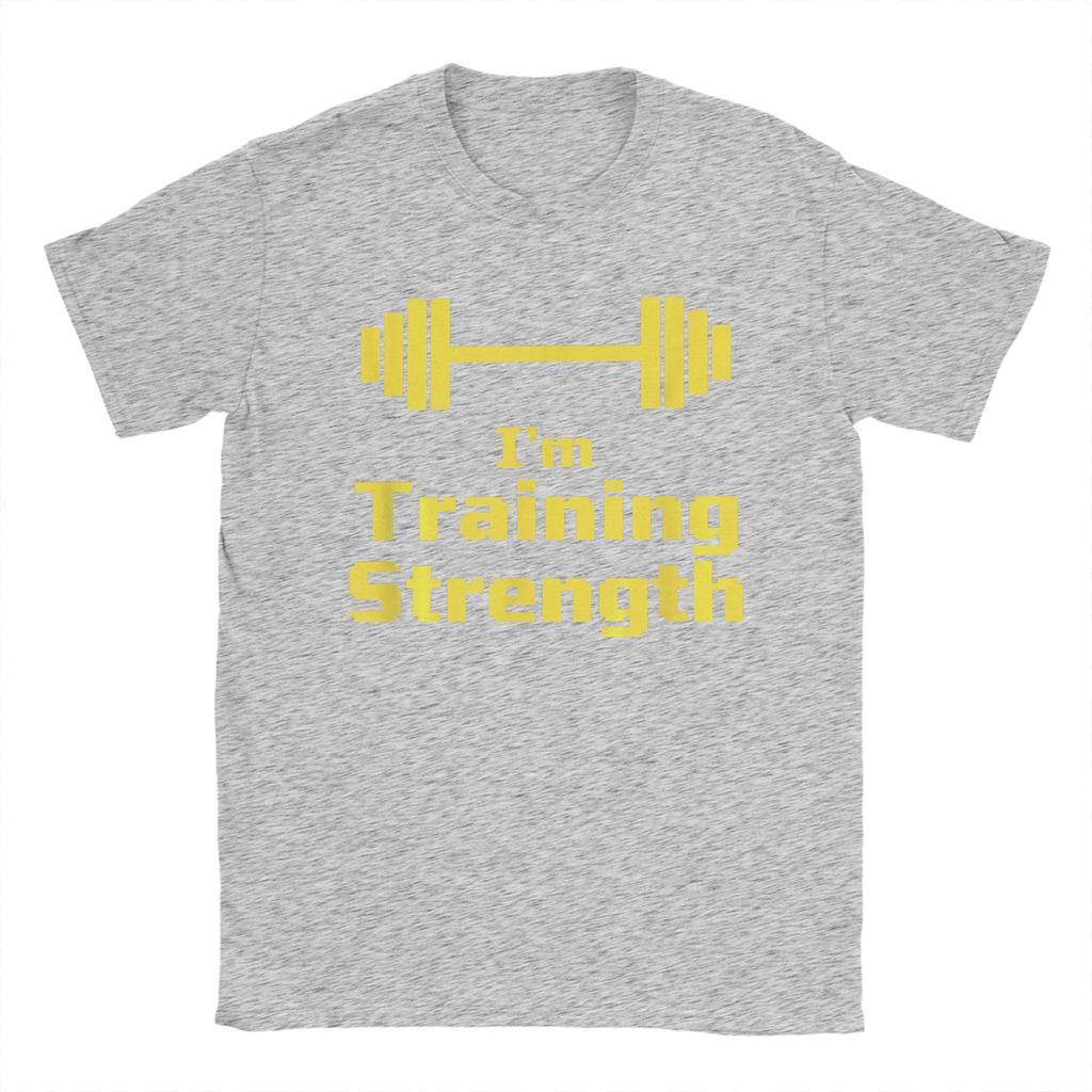 Im Training Strength Barbell Fitness Weightlifting Wellness T Shirt Summer Pure Cotton T Shirts For Couple Popular Tshirt
