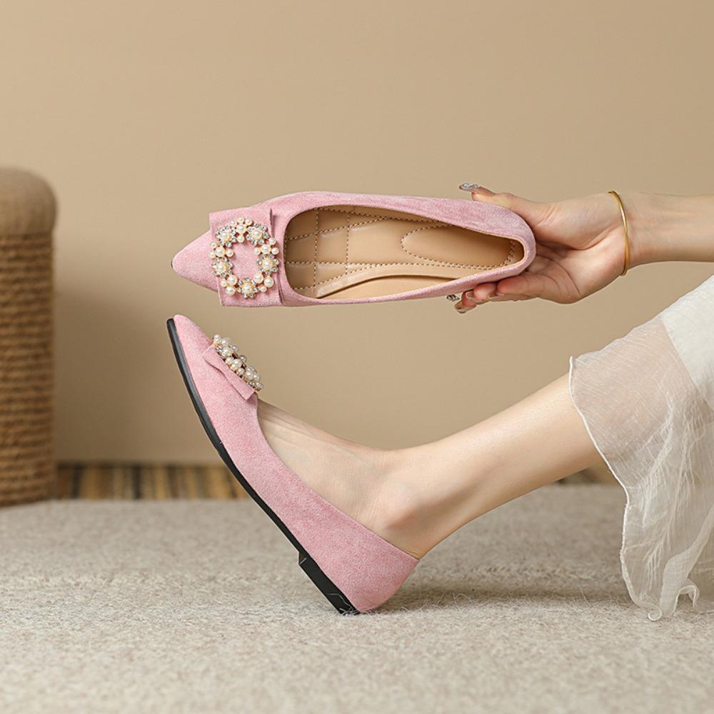 Fashion Women's Flat Shoes Spring Summer Pointed Womens Shoe New Shallow Mouth Single Shoe Womens Work Shoes Comfortable for Work Flats