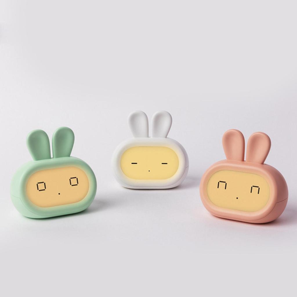 Night Light Large Screen Display Snooze Bunny Bedside Clock Kids Digital Alarm Clock for Children Boys Girls Toddlers