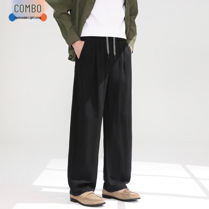 Kangbo Men s Old Money Style Wide-Leg Drawstring Pants 2XL