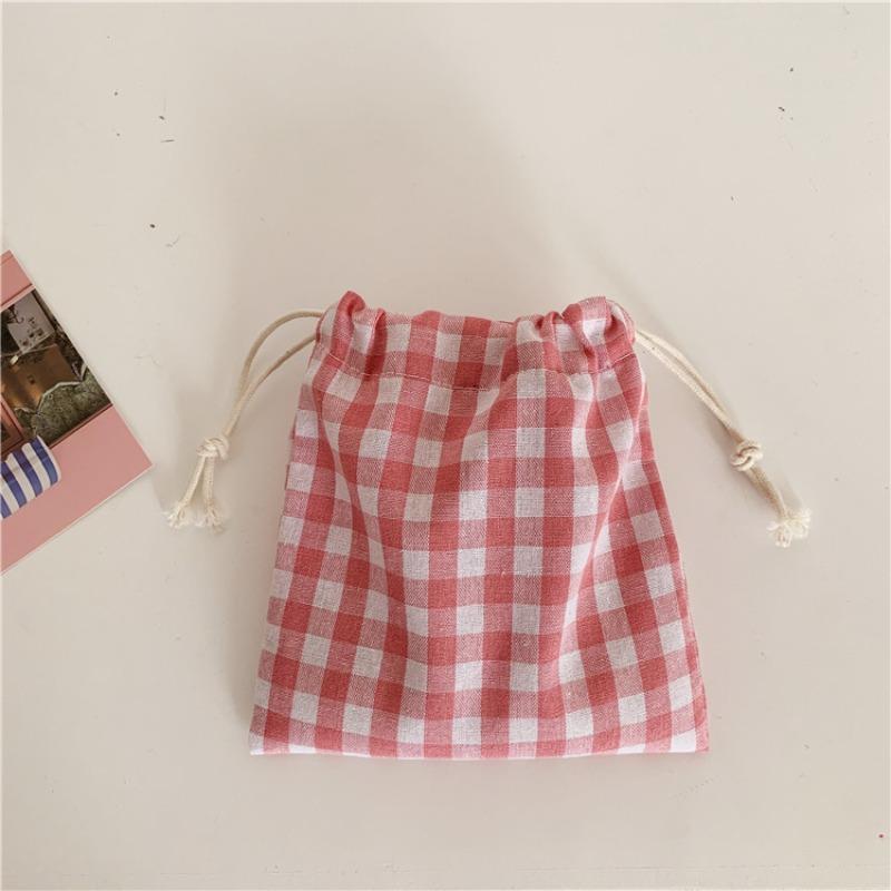 Small Fresh and Simple Large Square Cotton and Linen Drawstring Bundle Mouth Bag Storage Candy Tea Bag