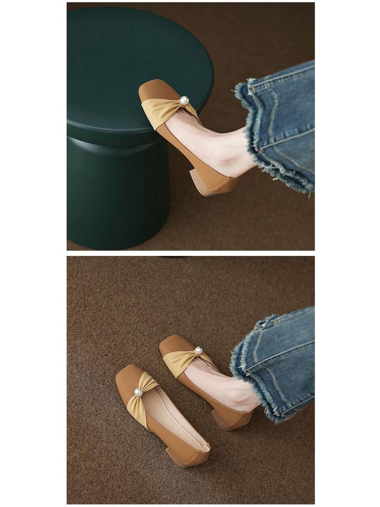 French Women's Square Toe Low-Cut Flat Moccasins - Versatile Soft Sole for Autumn 2025