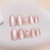 24pcs Oval False Nails French Strawberry Butterfly Cat Eye Press On Nails Fake Nails DIY Manicure Detachable Nail Tips