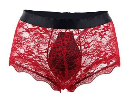 Boxer ouvert en dentelle Lacien Rouge - NoGenderWear - Boxer Sexy